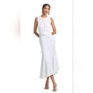 Sachin & Babi White Belted Tulip Pleated Sleeveless Dress NWT Size 18W Wedding